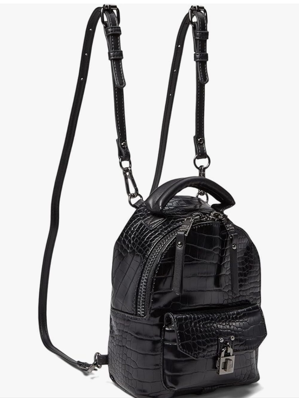 Steve Madden Black Croc-Embossed Mini Backpack